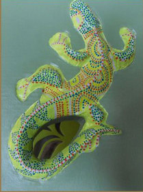  l&eacute;zard en papier m&acirc;ch&eacute; peint